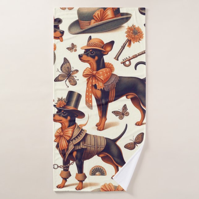 Toalha De Banho Vintage Seamless Pinscher (Toalha de Banho)