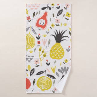 Toalha De Banho vintage sem costura com frutas, flores e 