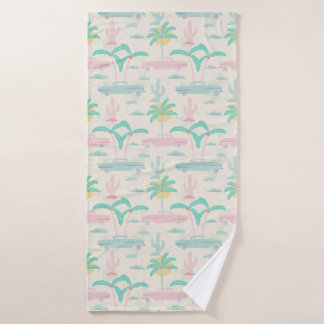 Toalha De Banho Vintage Summer day under palms with nostalgic cars