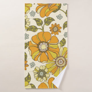 Toalha De Banho Vintagem Floral De Grande Escala Colorida, Desenha