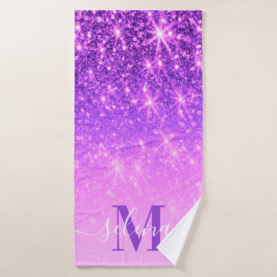 Toalha De Banho Violet Purple Glitter