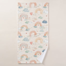 Toalha De Banho Watercolor Pastel Rainbow Baby Bath Towel