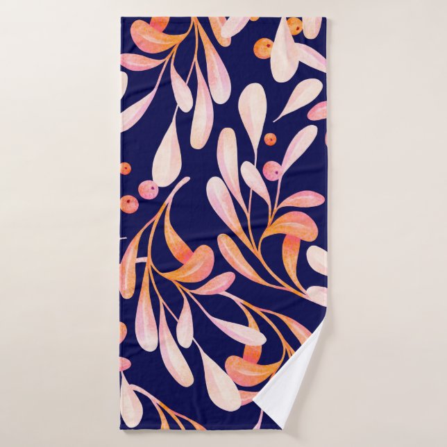 Toalha De Banho Watercolor seamless pattern. Rustic botanical dark (Toalha de Banho)