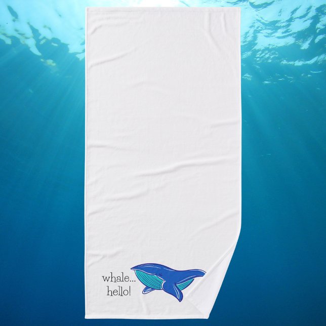 Toalha De Banho "Whale Hello" Blue Whale White (Criador carregado)