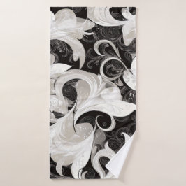 Toalha De Banho Whimsy em Black and Cream Barroco Swirings