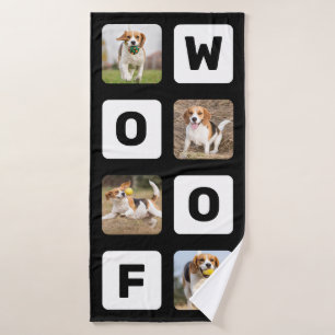 Toalha De Banho Woof Personalised Photo Collage Pet Lover Dog