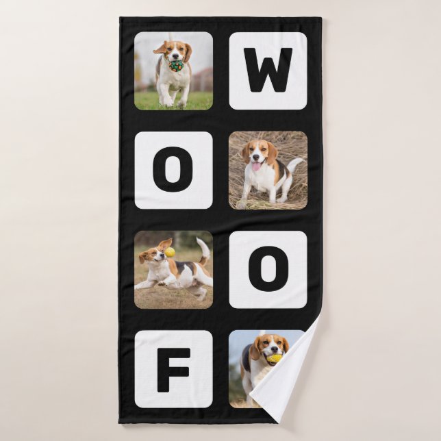 Toalha De Banho Woof Personalised Photo Collage Pet Lover Dog (Toalha de Banho)