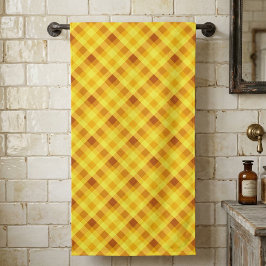 Toalha de Banho Xadrez Amarelo Gema de Ovo Fofa