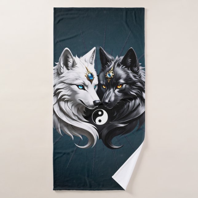 Toalha De Banho Yin Yang Wolves. (Toalha de Banho)