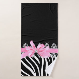 Toalha De Banho Zebra de Delilah do diamante (rosa)