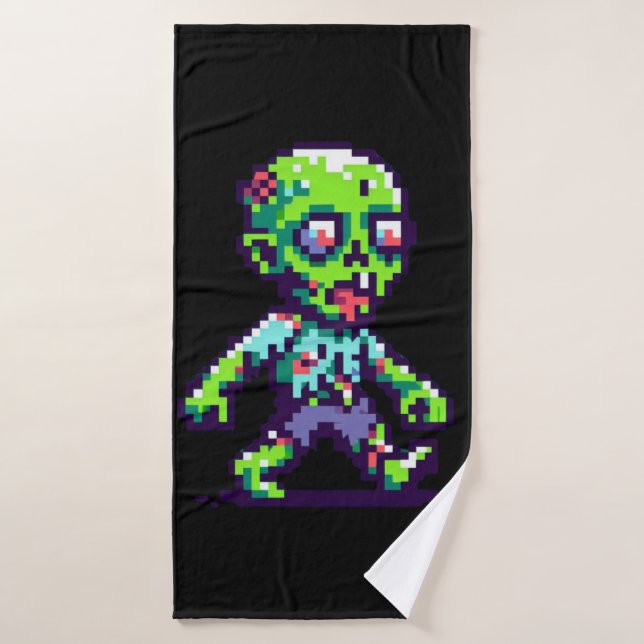Toalha De Banho zumbi engraçado de Halloween em 8 bits (Toalha de Banho)