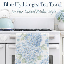 Toalha de Chá Hydrangea Azul Presente de Casa de P
