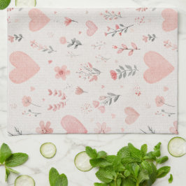 Toalha de Cozinha Corações Macios & Floral