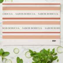 Toalha de Cozinha Listrada Sabor Boricua