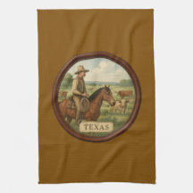Toalha de Cozinha Marrom Texas Cowboy