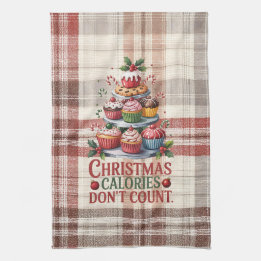 Toalha de Cozinha Natal Calorias Não Contam Engraç