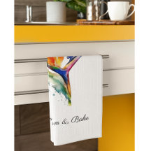 Toalha de Cozinha Personalizada Watercolor Bird of
