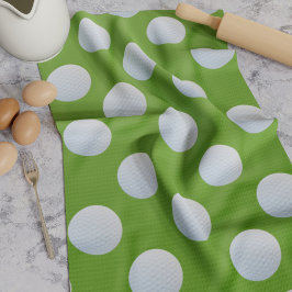 Toalha de cozinha verde com padrão Golf Ball