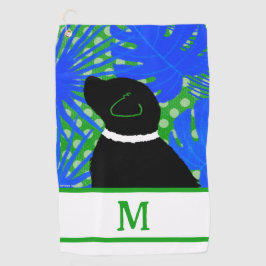 Toalha de Golfe Negra de Cão Verde Azul