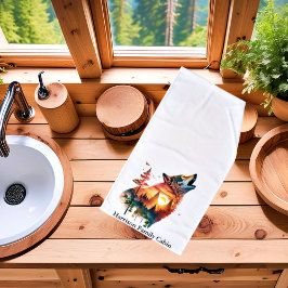 Toalha De Mão A dupla exposição do lobo-guindaste personalizada