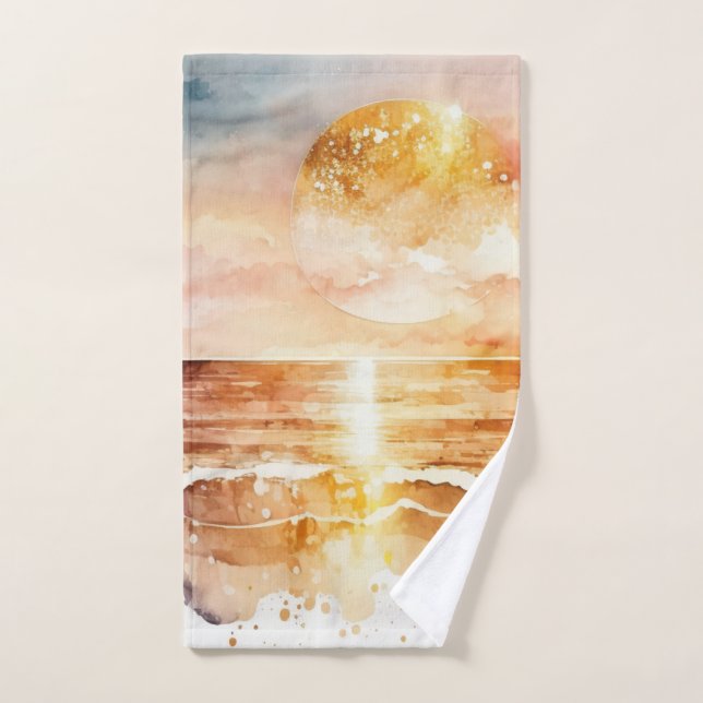 Toalha De Mão A Série Praia Aquarela Design 1 (Toalha de mão)