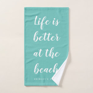 Toalha De Mão A vida é melhor na praia com um presente de toalh