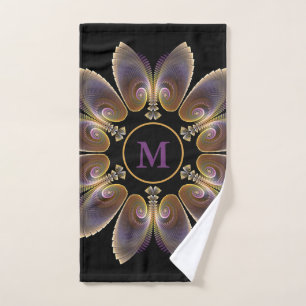 Toalha De Mão Abstrato Angel Wings Mandala Fractal Monograma