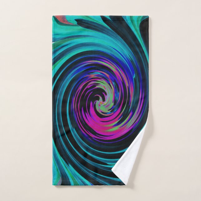 Toalha De Mão Abstrato de preto e turquesa Dramático (Toalha de mão)