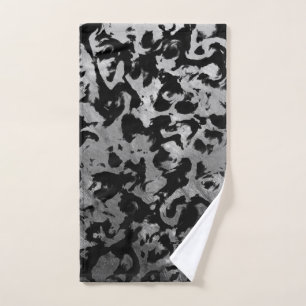 Toalha De Mão Abstrato Magia - Preto Prateado