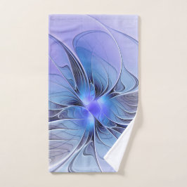 Toalha De Mão Abstrato Modern Fractal Art Lavanda Azul