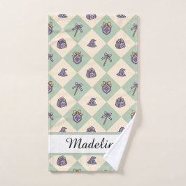 Toalha De Mão Academia de Meninas Personalizada Xadrez Verde Men