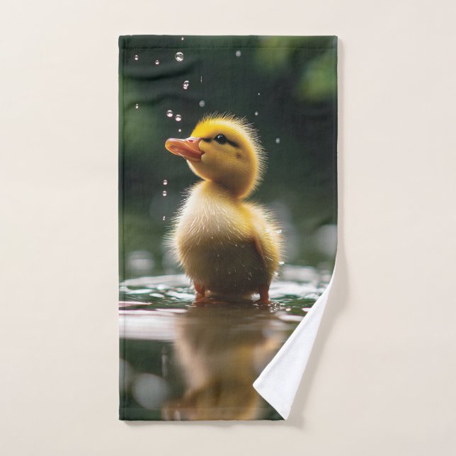 Toalha De Mão "Adorável Patinho na Chuva  (Toalha de mão)