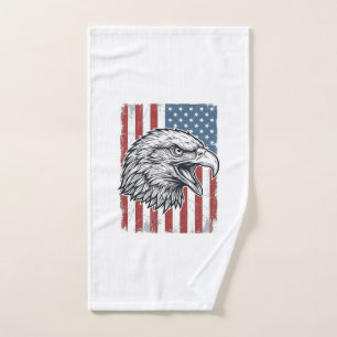 Toalha De Mão Águia Patriótica Bandeira Americana Gravura Vintag