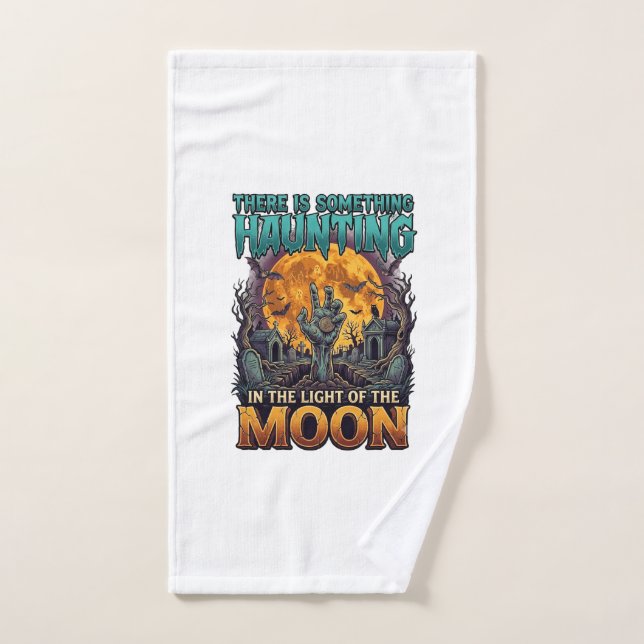 Toalha De Mão Algo Assombra Lua Halloween Zumbi Mão Túmulo (Toalha de mão)