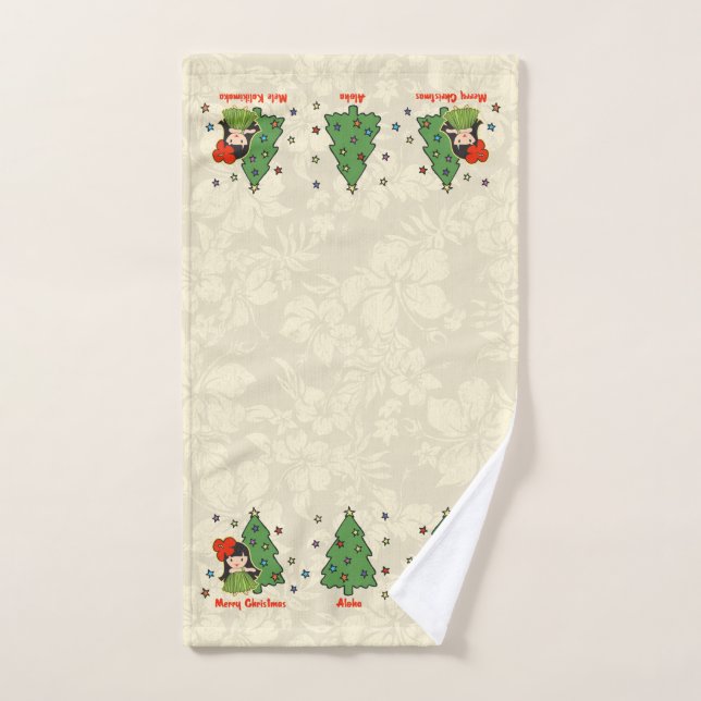 Toalha De Mão Aloha beira havaiana da menina de Hula do Natal (Toalha de mão)