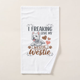 Toalha De Mão Amando Corações e Patas de Westie_1