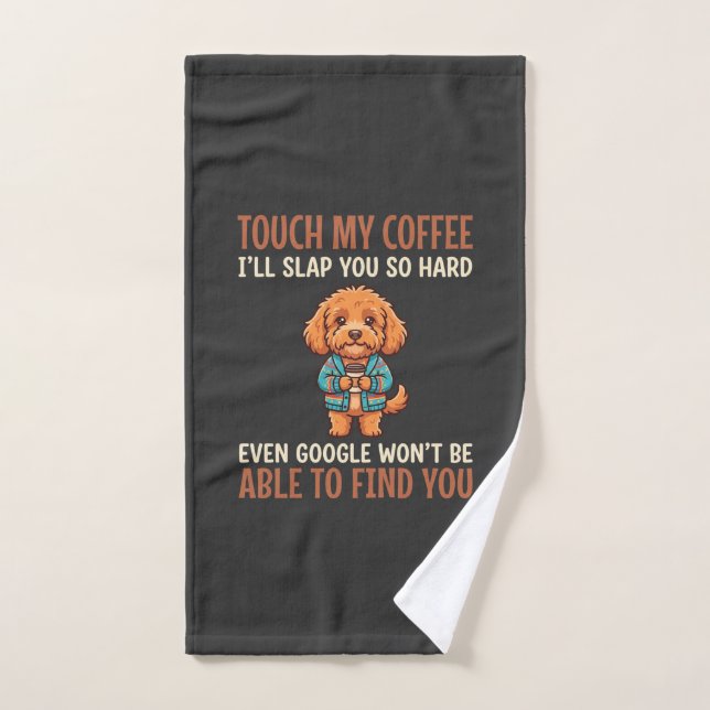 Toalha De Mão Amante de Café Cockapoo Divertido (Toalha de mão)