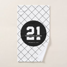 Toalha De Mão Aniversário de 21 anos personalizado moderno e ele