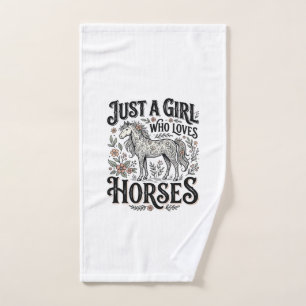 Toalha De Mão Apenas uma Garota que Ama Cavalos Design Floral Vi