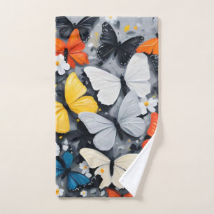 Toalha De Mão Arte acrílica colorida borboleta dançante