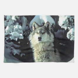 Toalha De Mão Arte de Lobo na Floresta de Inverno