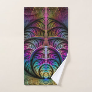 Toalha De Mão Arte Fractal Abstrato com Padrão Trippy