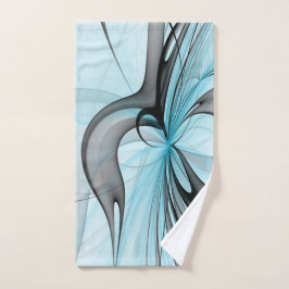 Toalha De Mão Arte Fractal Moderna Abstrata Antracite Cinza Azul