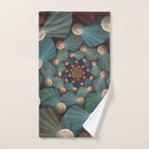 Toalha De Mão Arte Fractal Moderna Com Profundidade, Castanho, C