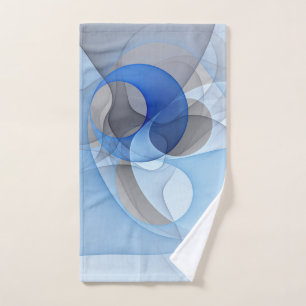 Toalha De Mão Arte Gráfico Fractal Abstrato Azul Cinza Moderno