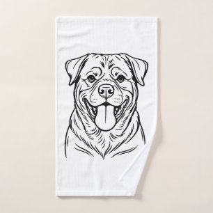 Toalha De Mão Arte linear de cão Rottweiler � arte minimalista l