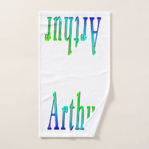 Toalha De Mão Arthur Name Em Verde E Azul,