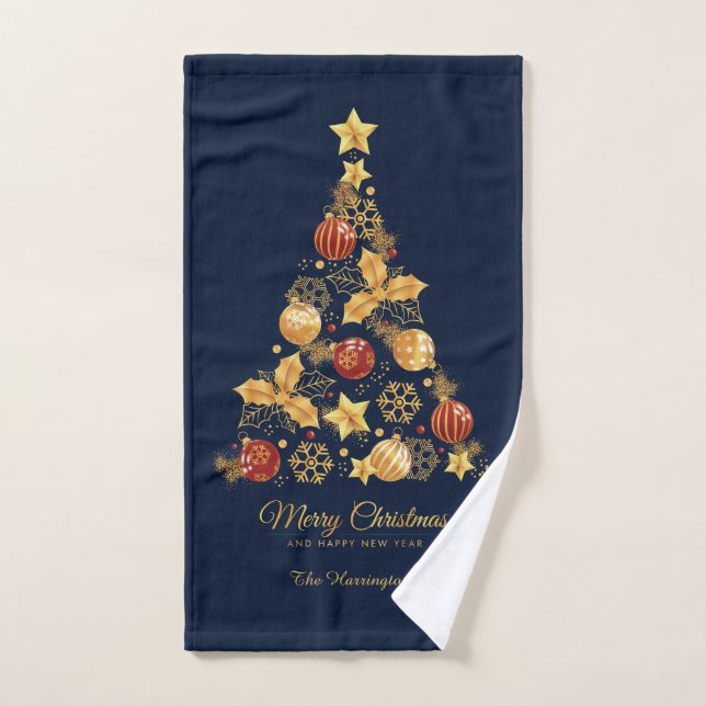 Toalha De Mão Árvore de Natal Decorativa de Nome Personalizado (Toalha de mão)