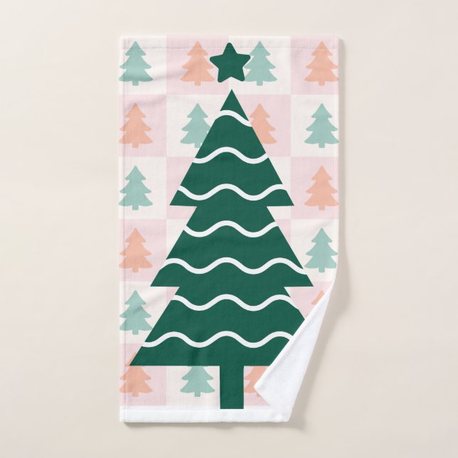 Toalha De Mão  Árvore de Natal Fofo Design de Férias.  (Toalha de mão)