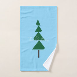 Toalha De Mão Árvore de Natal Minimalista Abstrata Verde Chic